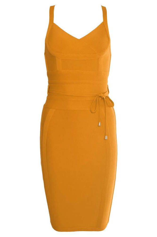 Bek Bandage Dress - Apricot Orange - Fashionpara