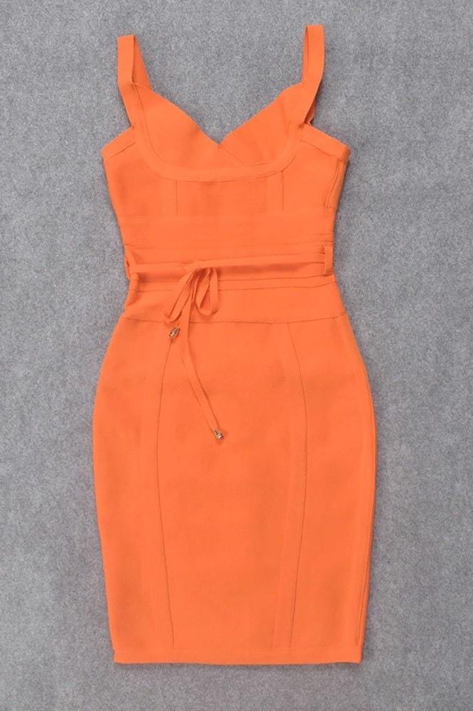 Bek Bandage Dress - Apricot Orange - Fashionpara