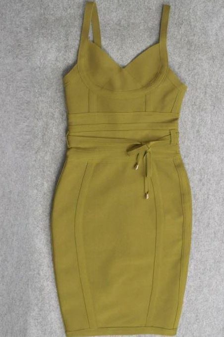 Bek Bandage Dress - Olive Green - Fashionpara