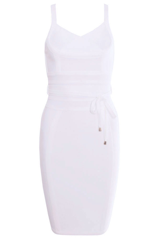 Bek Bandage Dress - Pearl White - Fashionpara