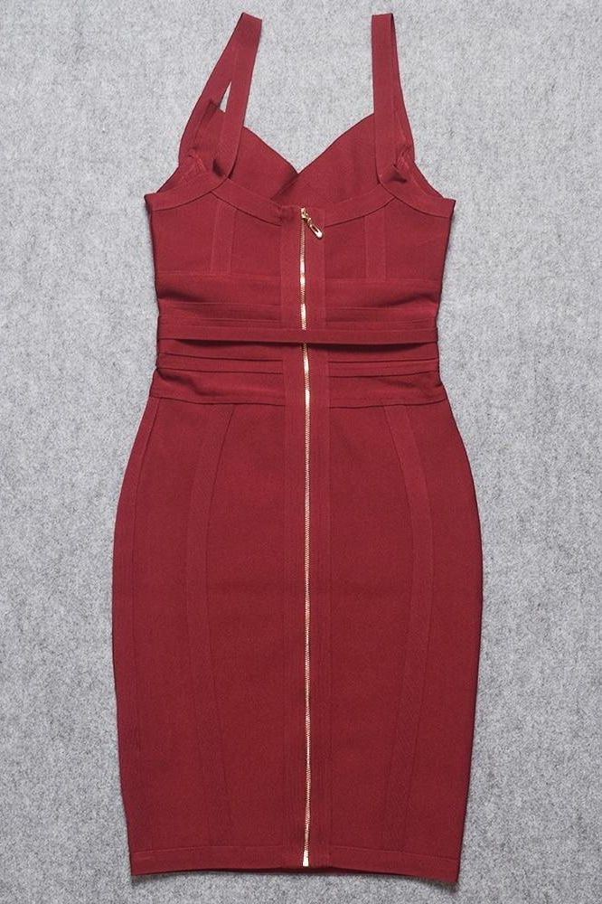 Bek Bandage Dress - Red Wine - Fashionpara