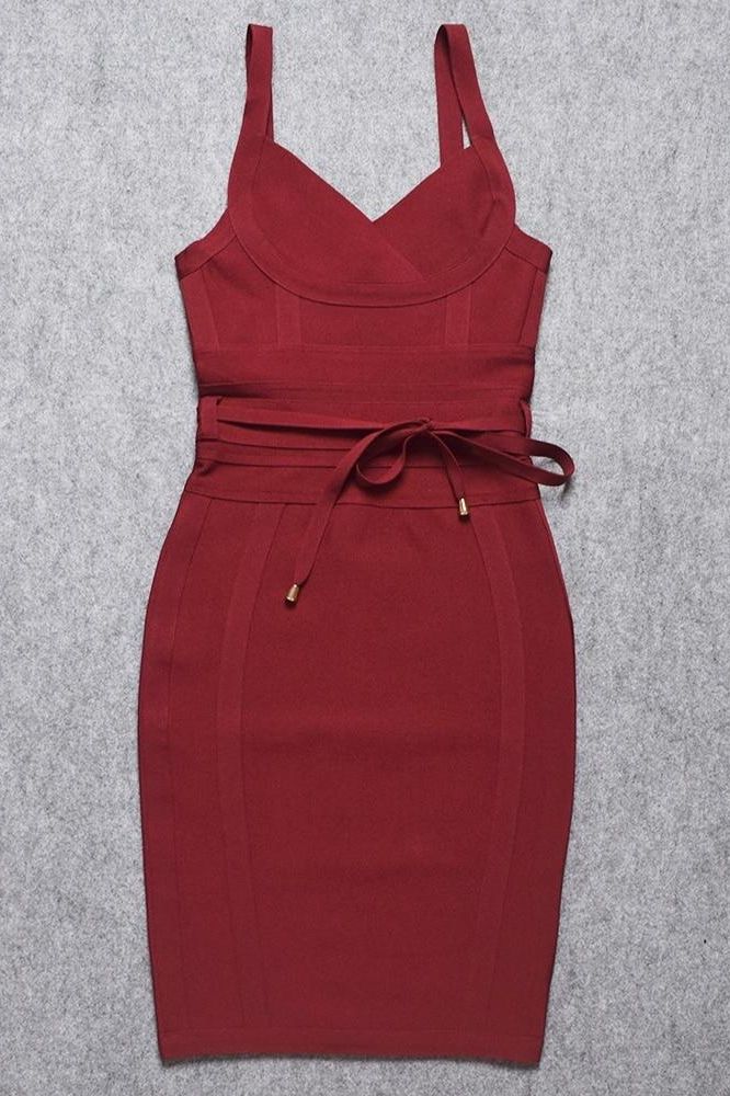 Bek Bandage Dress - Red Wine - Fashionpara