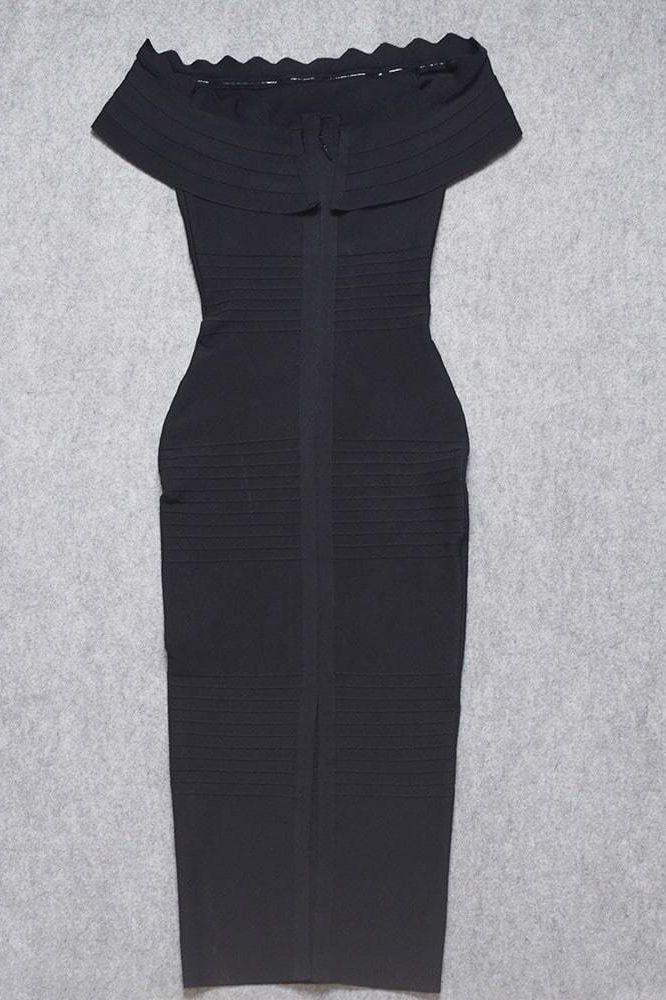 Billie Bandage Midi Dress - Classic Black - Fashionpara