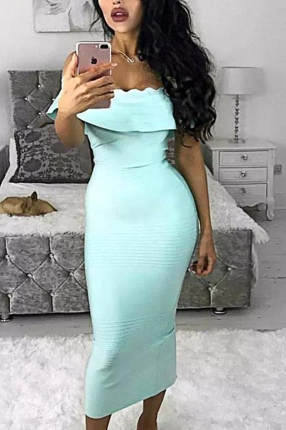 Billie Bandage Midi Dress - Mint Green - Fashionpara