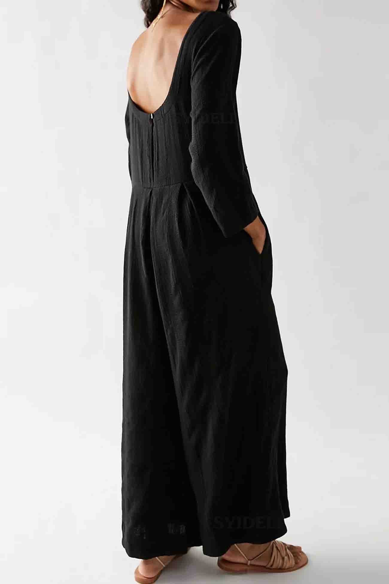 Crew Neck Long Sleeve Jumpsuits