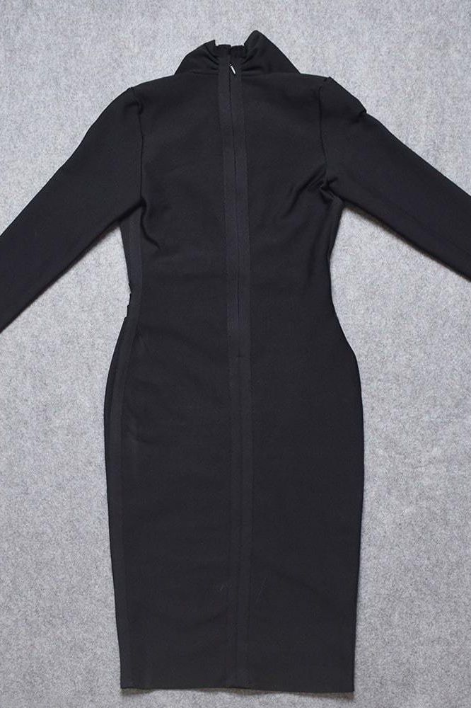 Blaire Long Sleeve Bandage Dress - Classic Black - Fashionpara