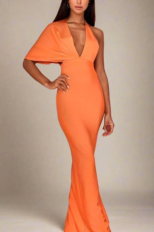 Blake Bandage Maxi Dress - Apricot Orange