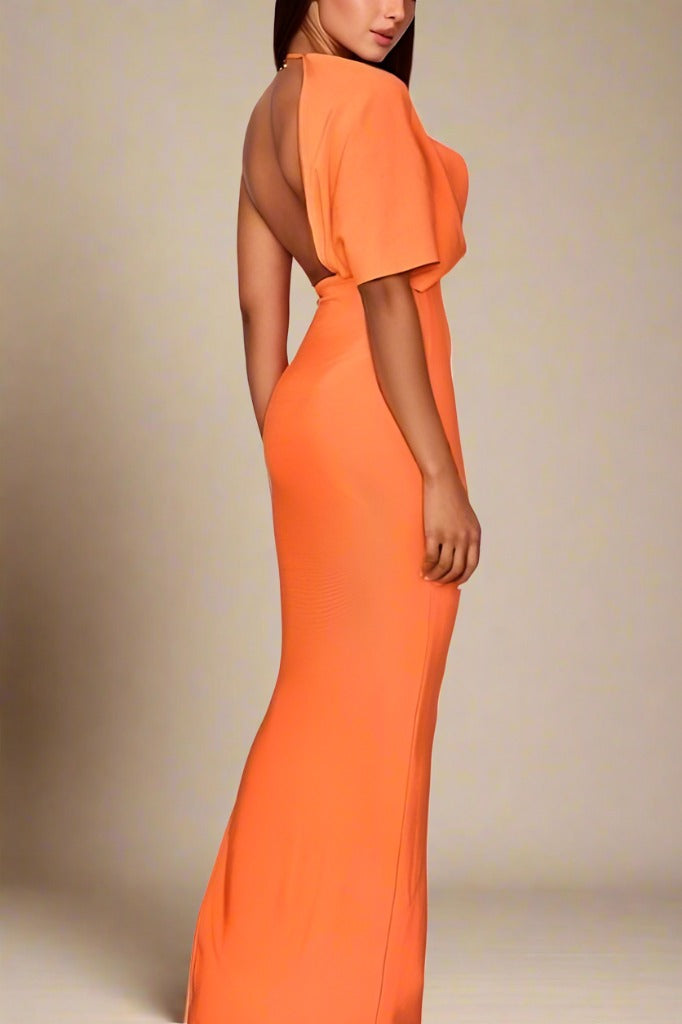 Blake Bandage Maxi Dress - Apricot Orange