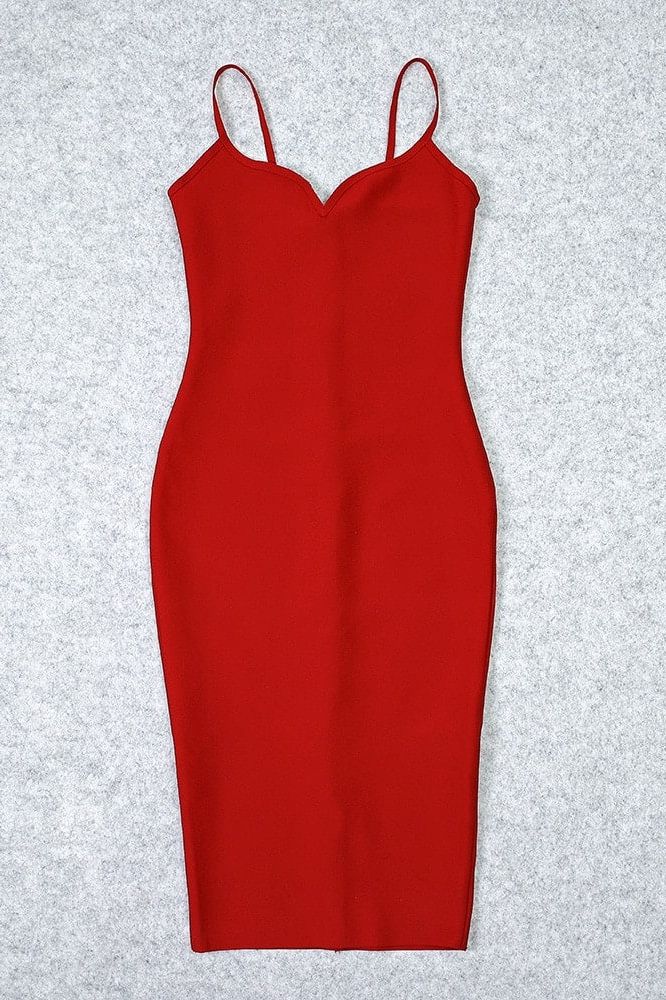 Blanche Bandage Midi Dress - Lipstick Red - Fashionpara