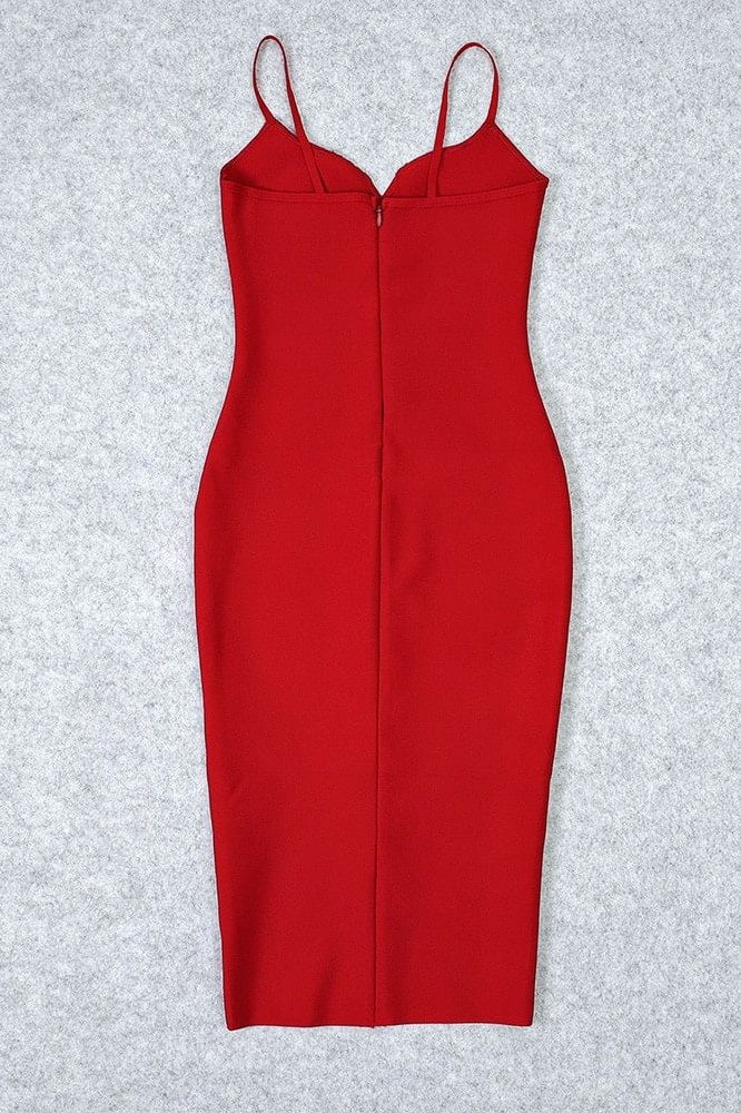 Blanche Bandage Midi Dress - Lipstick Red - Fashionpara