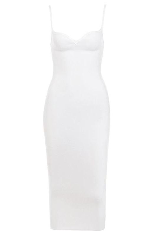 Blanche Bandage Midi Dress - Pearl White - Fashionpara