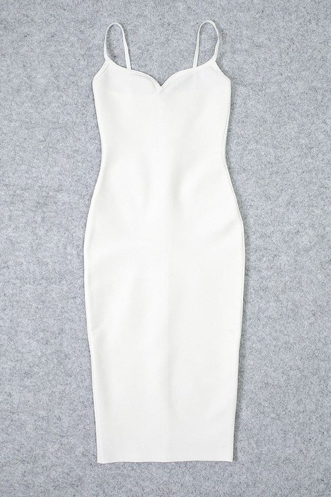 Blanche Bandage Midi Dress - Pearl White - Fashionpara