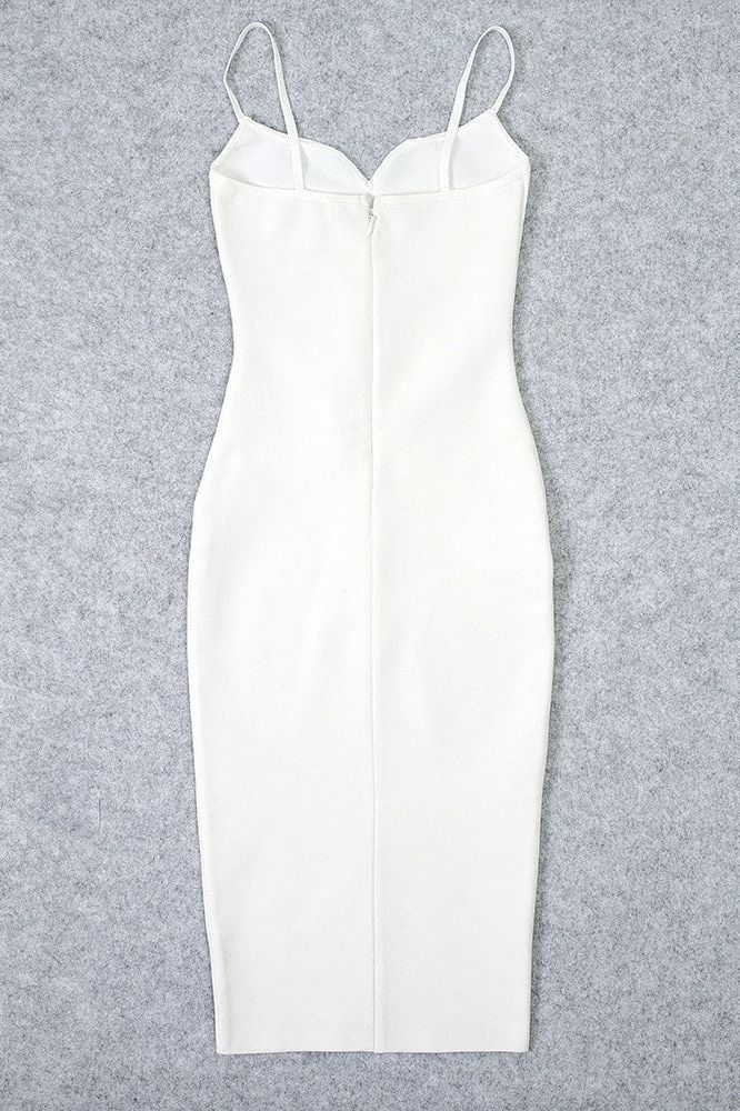 Blanche Bandage Midi Dress - Pearl White - Fashionpara