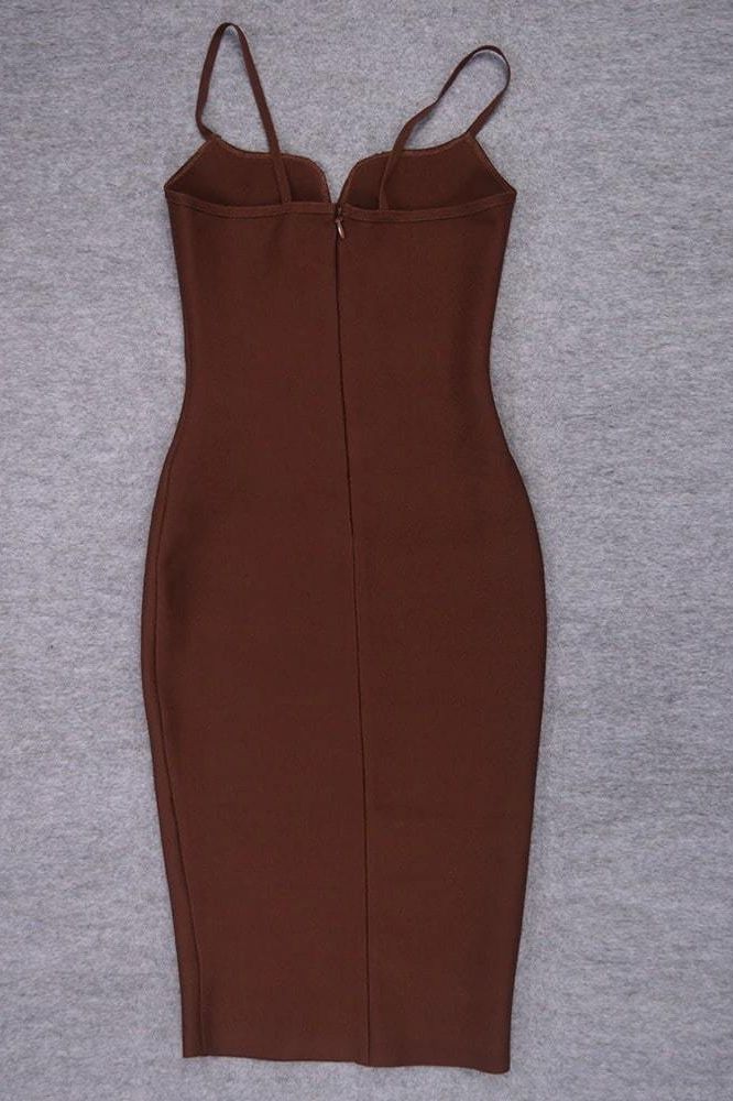 Blanche Bandage Midi Dress - Tan Brown - Fashionpara