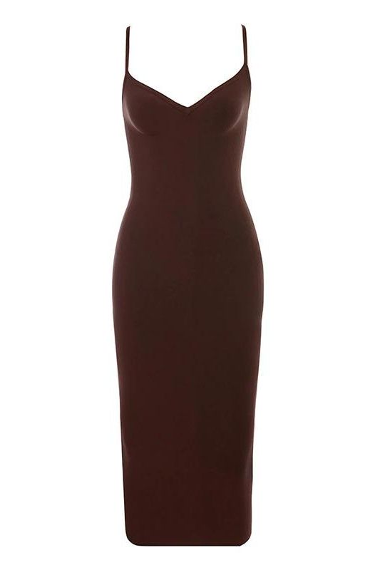 Blanche Bandage Midi Dress - Tan Brown - Fashionpara