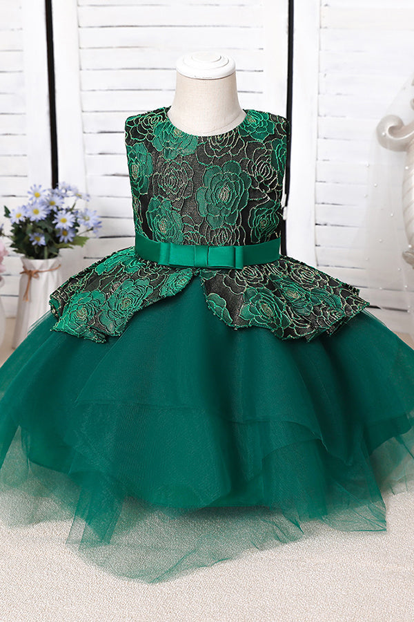 Blue Mix Black Lace Flower Girl Dress - Fashionpara