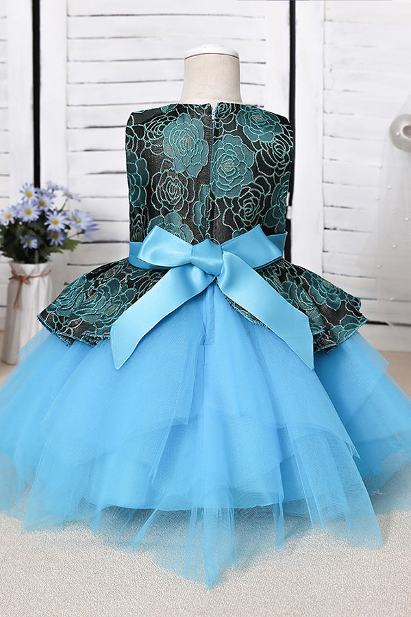 Blue Mix Black Lace Flower Girl Dress - Fashionpara