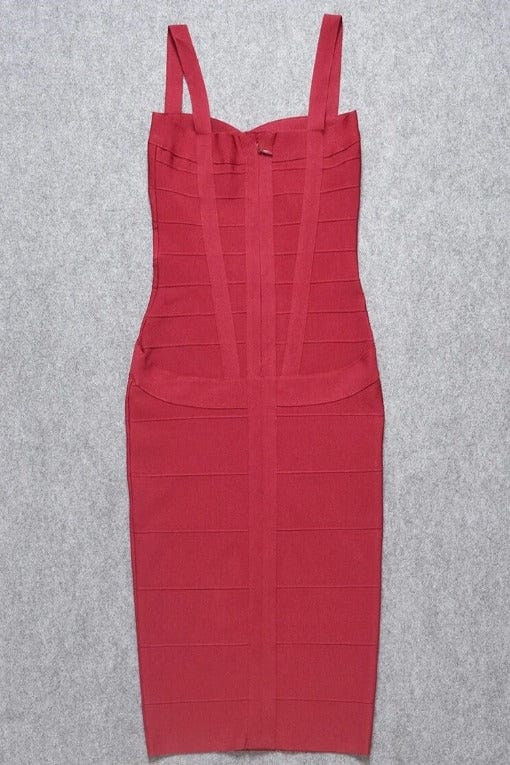 Heidi Bandage Midi Dress - Red Wine - Fashionpara