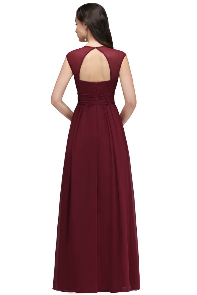 Stunning V-Neck Chiffon Sheath Long Evening Dresses