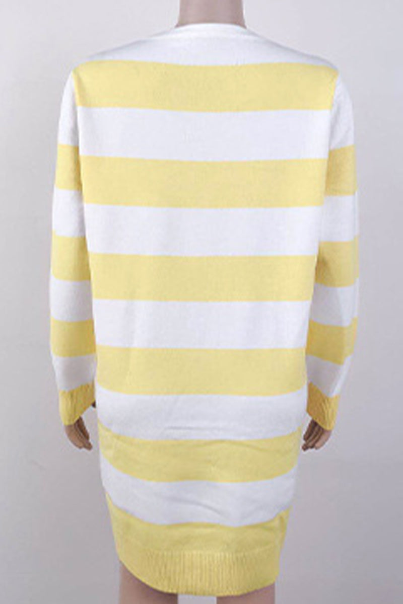 Colorblock Striped Knitted Cardigan