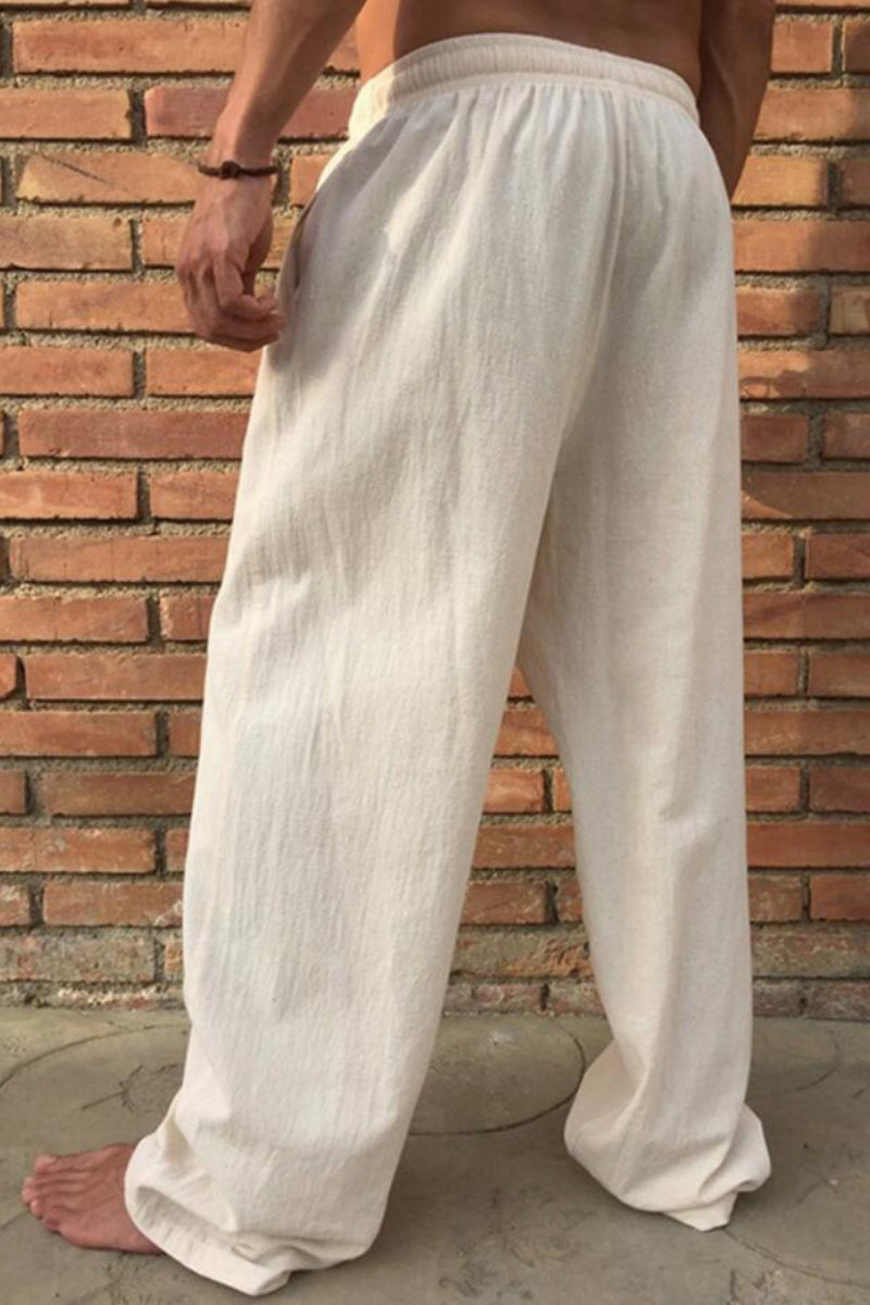 Retro Linen Solid Color Pants