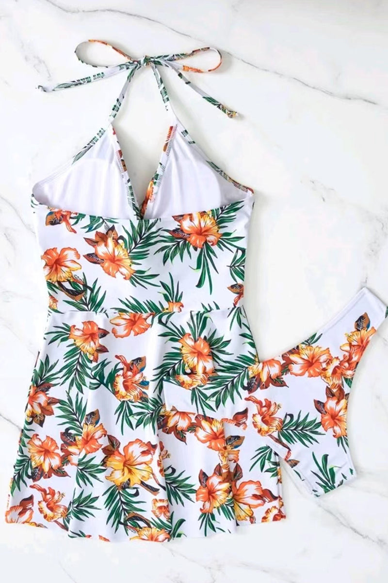 Halter Floral Print Two Pieces Swimsuit