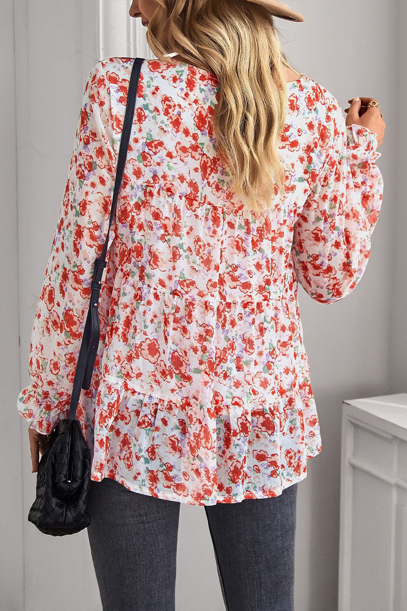 Round Neck Floral Loose Top