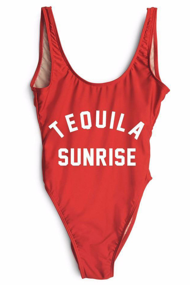 Tequila Sunrise - Slogan One-piece Swimsuit