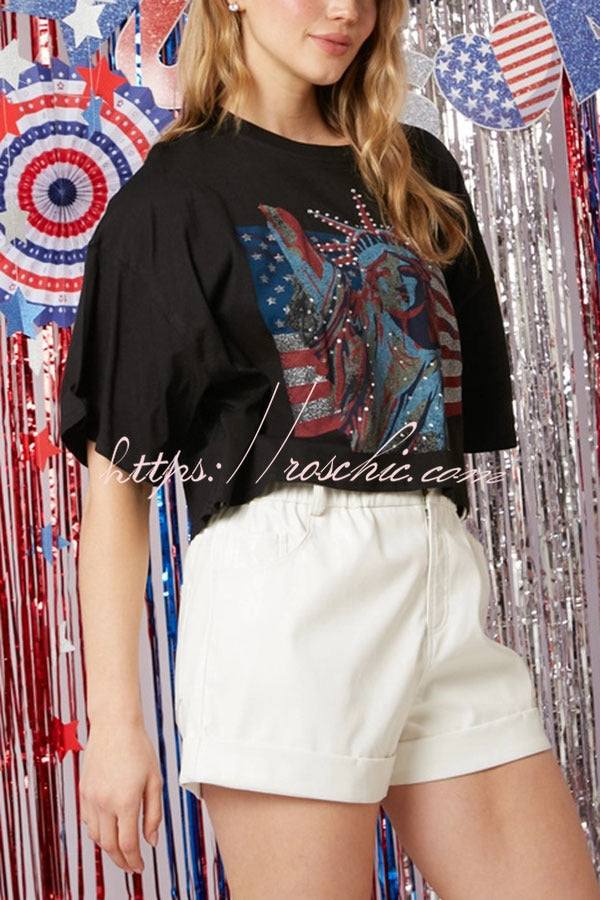 Independence Day Statue of Liberty Graphic Loose Top T-shirt