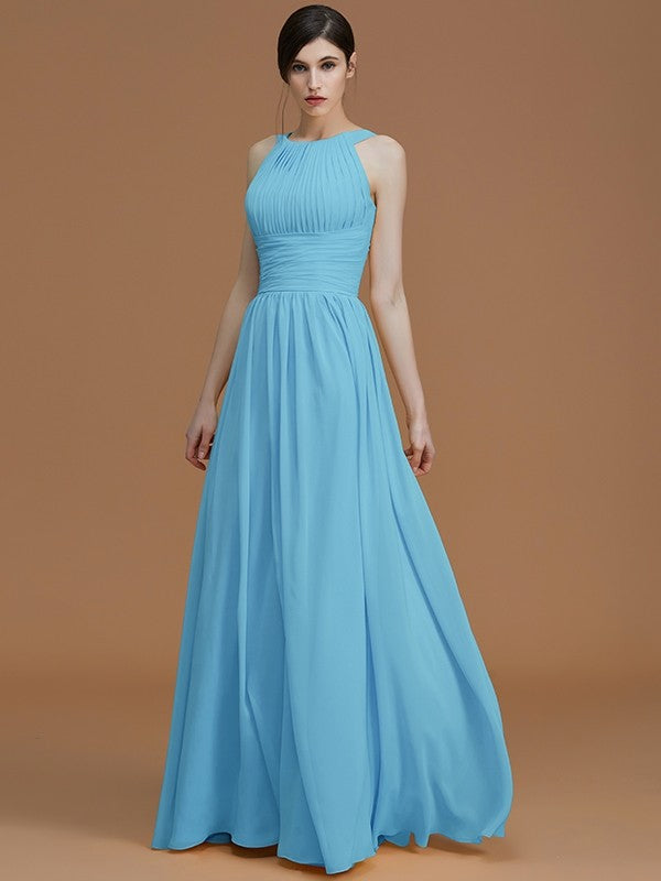 Charming Halter Sleeveless Ruched Chiffon Bridesmaid Dresses