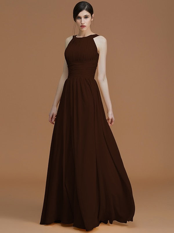 Charming Halter Sleeveless Ruched Chiffon Bridesmaid Dresses