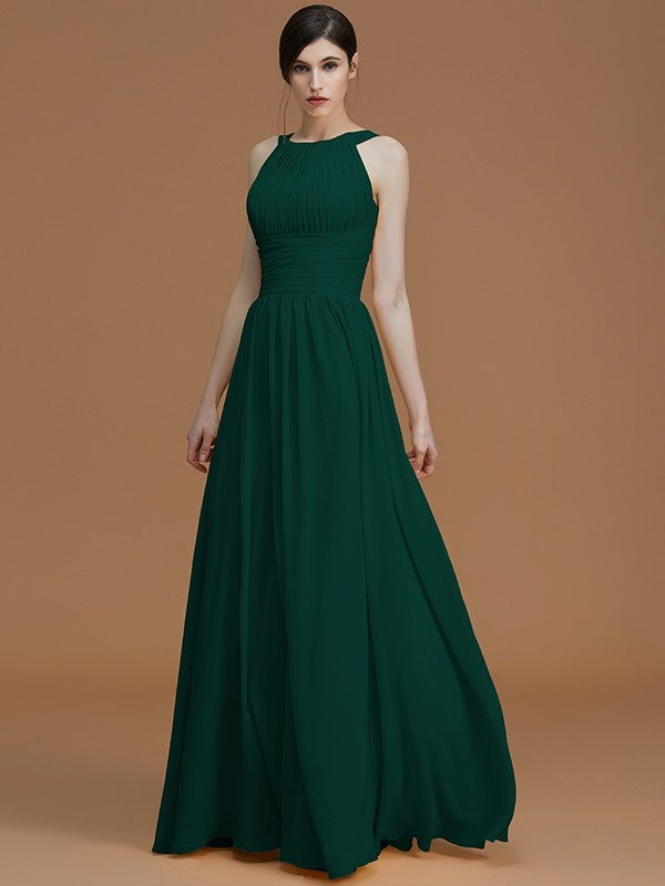 Charming Halter Sleeveless Ruched Chiffon Bridesmaid Dresses