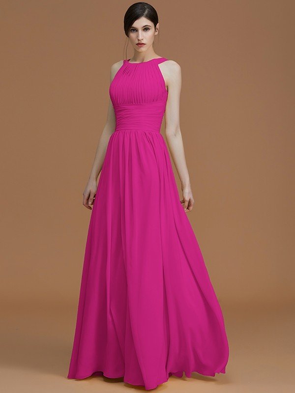 Charming Halter Sleeveless Ruched Chiffon Bridesmaid Dresses