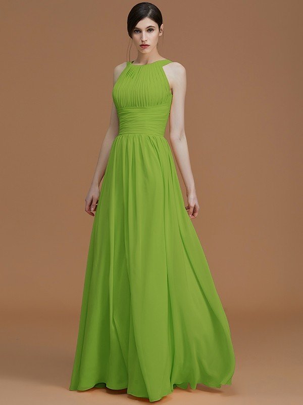 Charming Halter Sleeveless Ruched Chiffon Bridesmaid Dresses