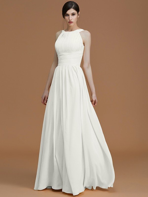 Charming Halter Sleeveless Ruched Chiffon Bridesmaid Dresses