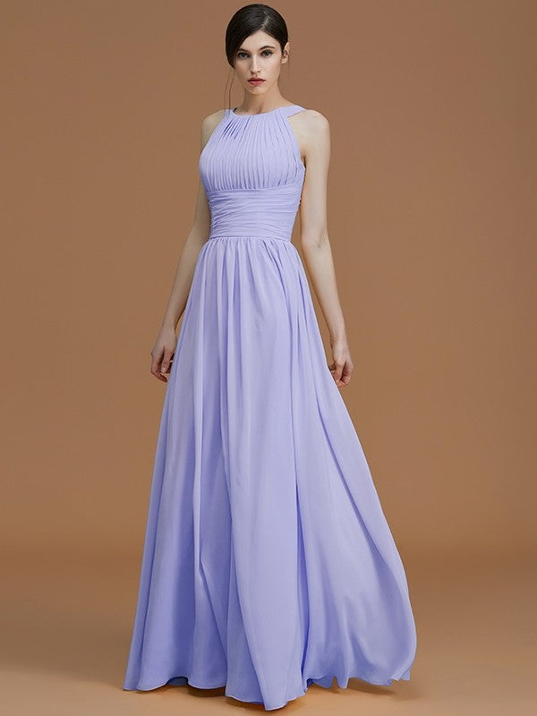 Charming Halter Sleeveless Ruched Chiffon Bridesmaid Dresses