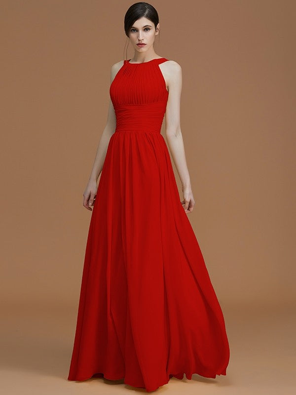 Charming Halter Sleeveless Ruched Chiffon Bridesmaid Dresses