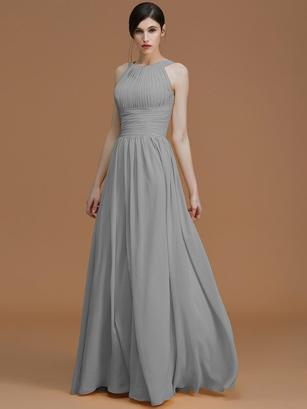 Charming Halter Sleeveless Ruched Chiffon Bridesmaid Dresses