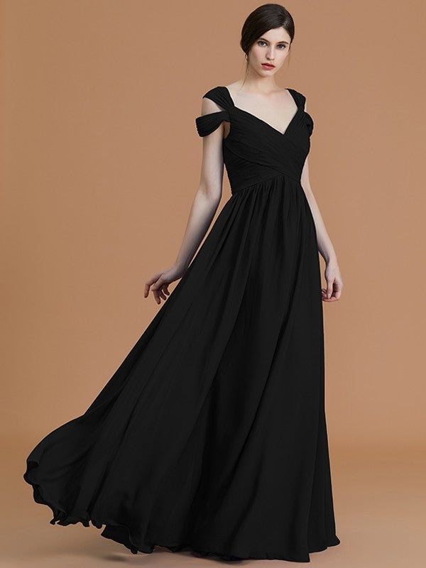 Charming Off-the-Shoulder Sleeveless Ruched Chiffon Bridesmaid Dresses