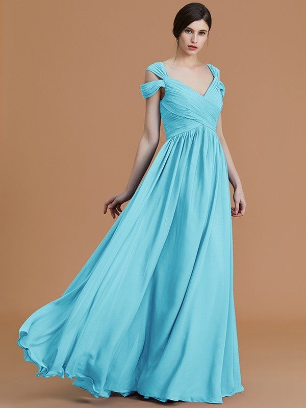 Charming Off-the-Shoulder Sleeveless Ruched Chiffon Bridesmaid Dresses