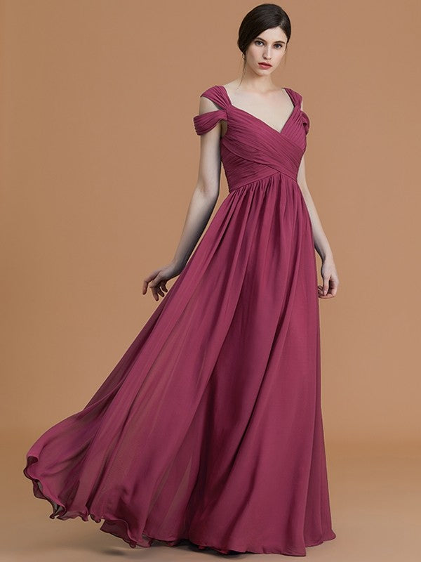 Charming Off-the-Shoulder Sleeveless Ruched Chiffon Bridesmaid Dresses