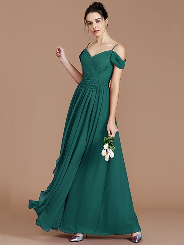 Charming Off-the-Shoulder Sleeveless Ruched Chiffon Bridesmaid Dresses