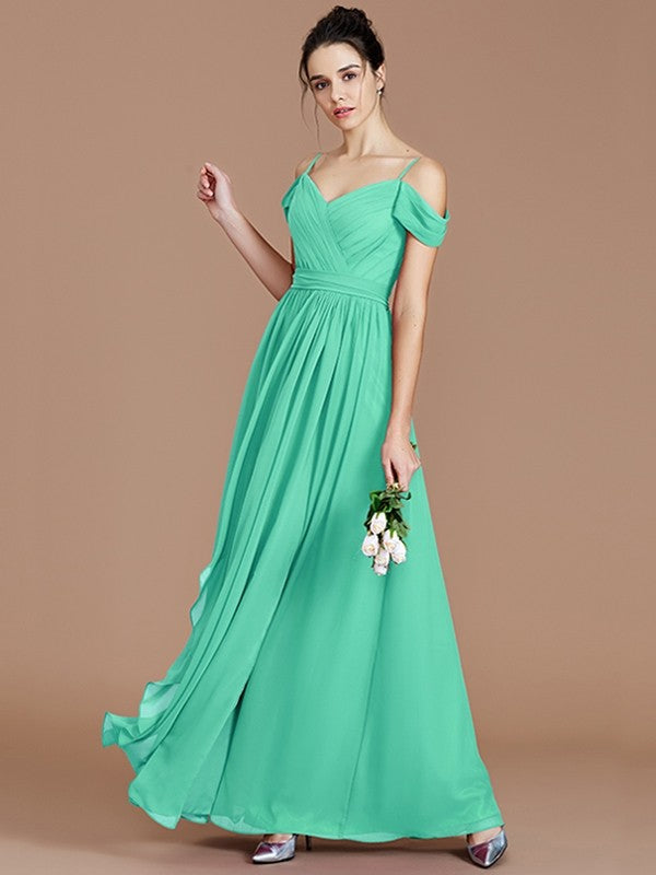 Charming Off-the-Shoulder Sleeveless Ruched Chiffon Bridesmaid Dresses