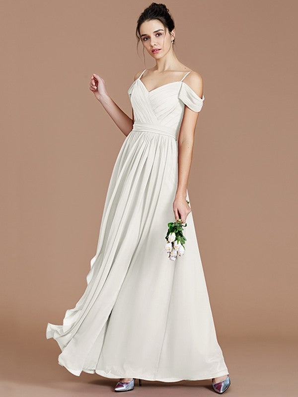 Charming Off-the-Shoulder Sleeveless Ruched Chiffon Bridesmaid Dresses