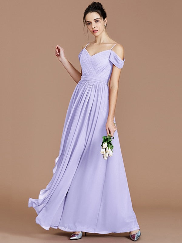 Charming Off-the-Shoulder Sleeveless Ruched Chiffon Bridesmaid Dresses