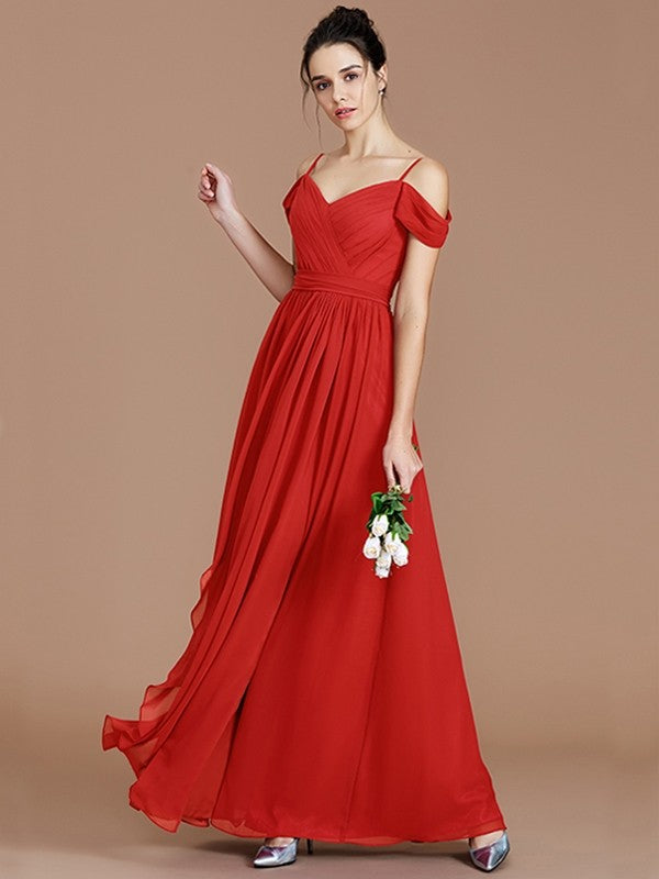 Charming Off-the-Shoulder Sleeveless Ruched Chiffon Bridesmaid Dresses