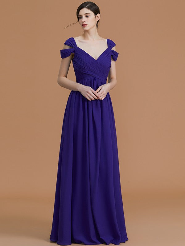 Charming Off-the-Shoulder Sleeveless Ruched Chiffon Bridesmaid Dresses