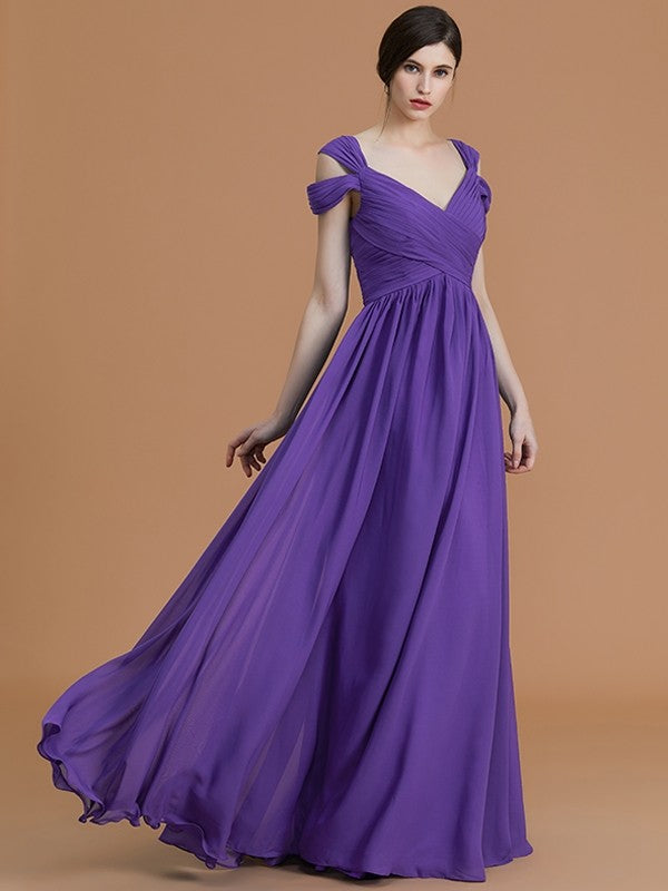 Charming Off-the-Shoulder Sleeveless Ruched Chiffon Bridesmaid Dresses