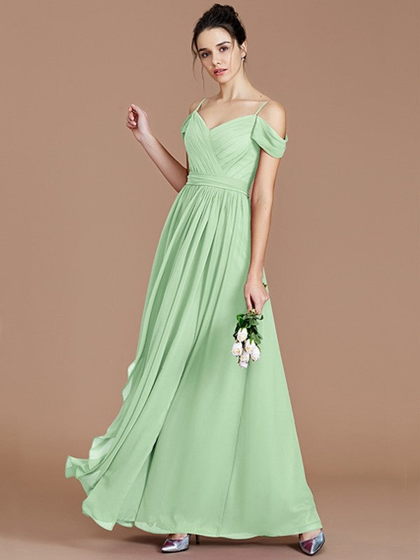 Charming Off-the-Shoulder Sleeveless Ruched Chiffon Bridesmaid Dresses