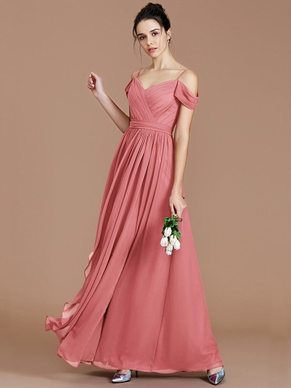 Charming Off-the-Shoulder Sleeveless Ruched Chiffon Bridesmaid Dresses